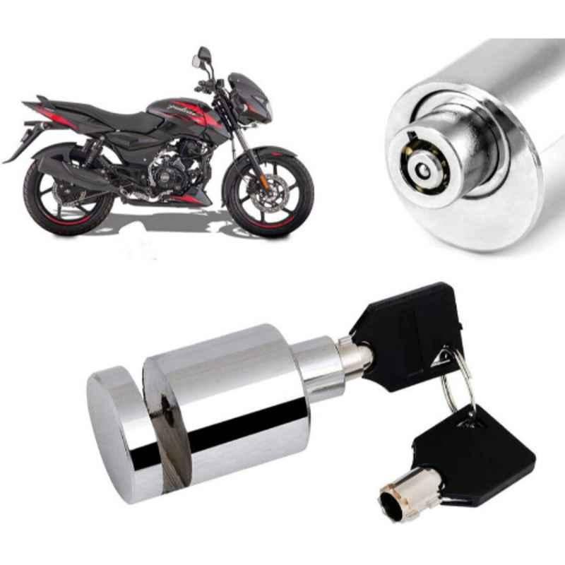Auto Pearl Stainless Steel Silver Heavy Duty Anti Theft Motorcycle Disc Brake Lock, Lock-072