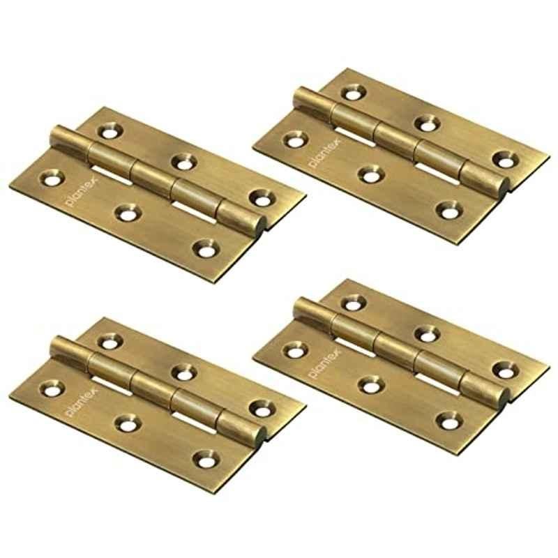Plantex Heavy Duty Stainless Steel Door Butt Hinges 3 inchx16 Gauge/1.5 mm Thickness Home/Office/Hotel for Main Door/Wooden/Bedroom/Kitchen/Kabza (Pack of 4) Antique Brass