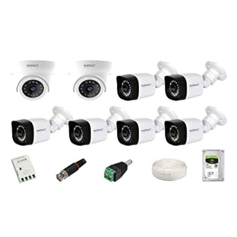 Impact by Honeywell 2MP CCTV Kit with 6 Bullet & 2 Dome Camera, 1TB Hard Disk & All Accessories, I-MKIT8CH-2.2