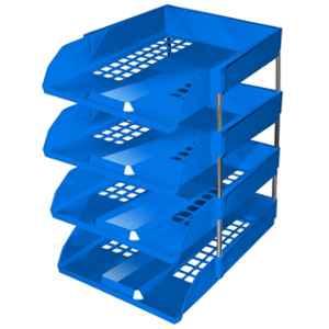 Omega 4 Compartment Plastic Blue Excel Office Tray, 1745PP