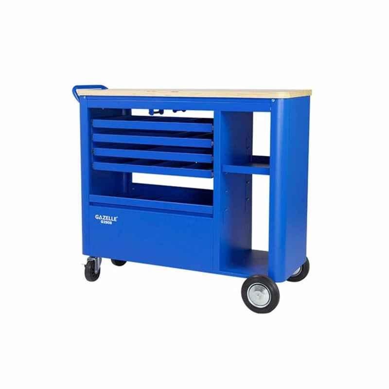 Gazelle G2908 40 inch Steel Blue Mobile Workbench with Solid Wood Top & 4 Drawer
