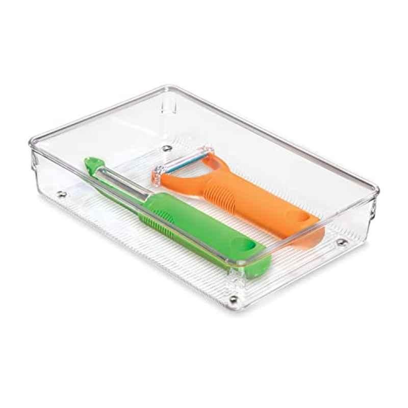 iDesign Linus Plastic Clear Organiser Tray, Size: Large