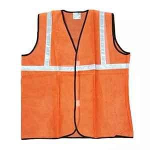 Brala 1 inch High Visibility Reflective Tape Polyester Fabric Orange Safety Jacket with Strips, Size: Medium (Pack of 120)
