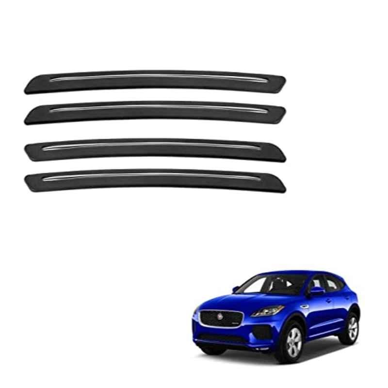 Kozdiko 4 Pcs Rubber Black Car Bumper Protector Set with Chrome Strip for Jaguar E-Pace