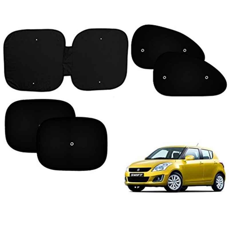 Auto Pearl 5 Pcs PVC & Mesh Black Window & Front Sun Shade Set for Maruti Suzuki Swift Type 4