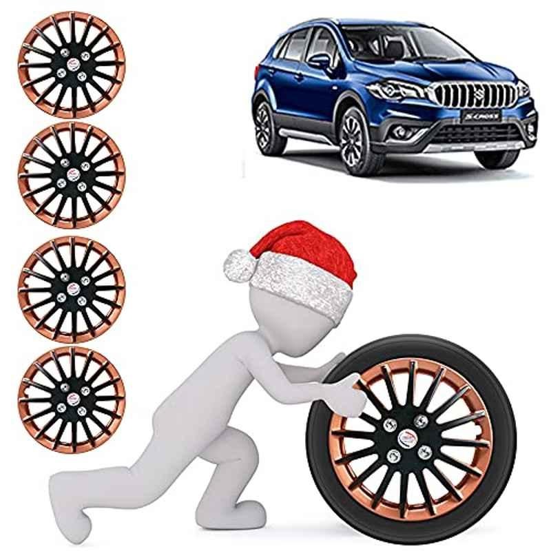 Auto Pearl 4 Pcs 15 inch ABS Camry Copper & Black Car Wheel Cover Set for Maruti Suzuki Scross Facelift