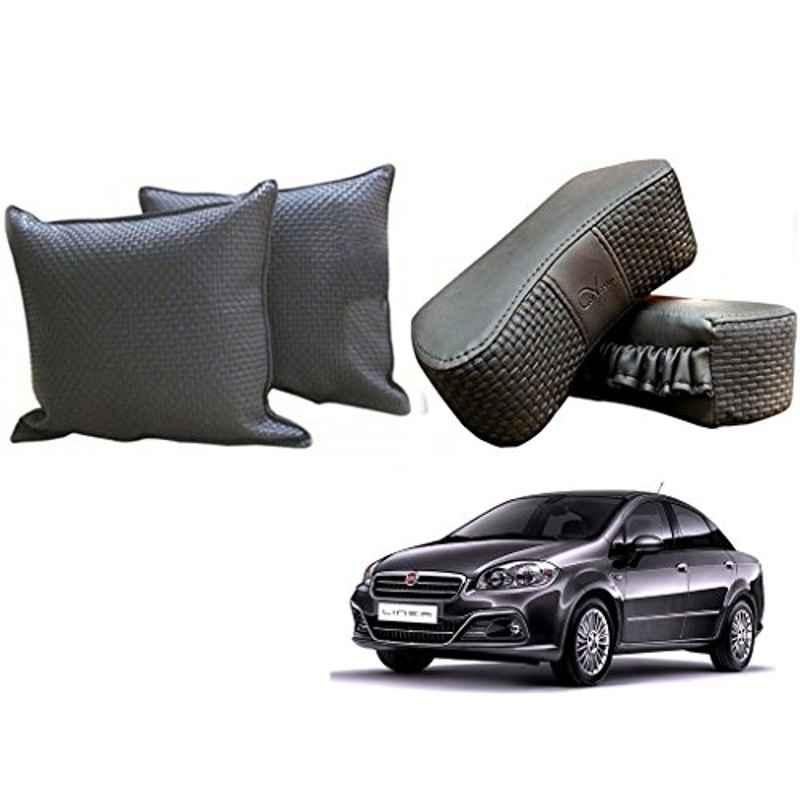 Kozdiko One Pair Grey Neck Rest & One Pair Cushion Combo for Fiat Linea