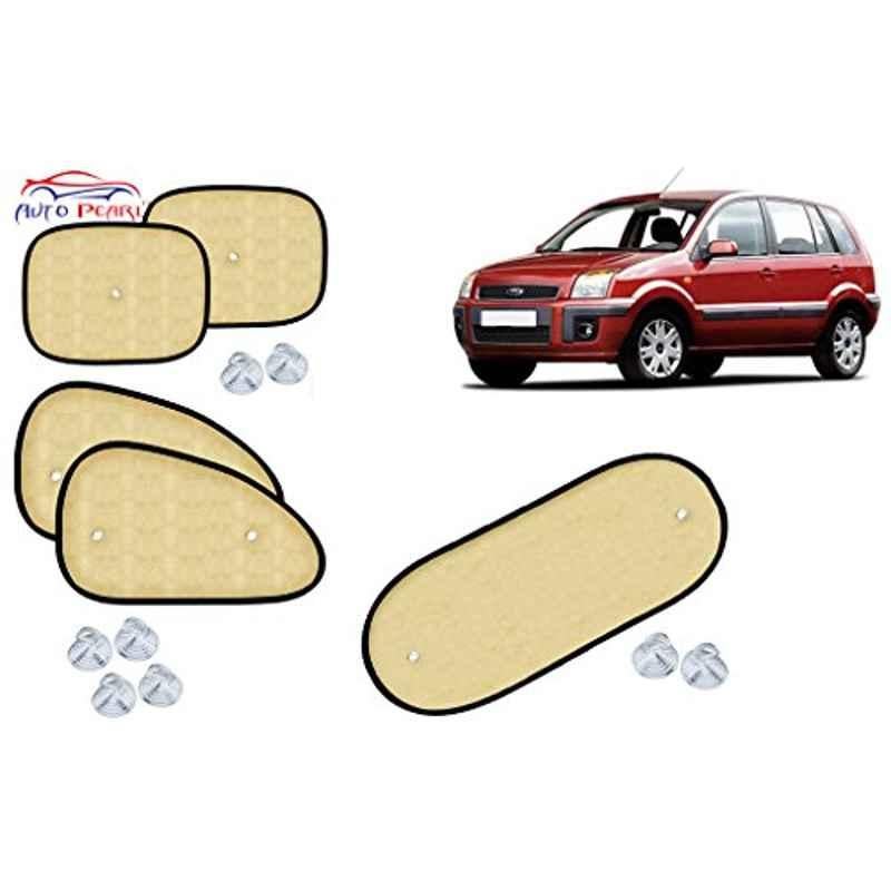 Auto Pearl 5 Pcs PVC & Mesh Beige Window & Rear Sun Shade Set for Ford Fusion