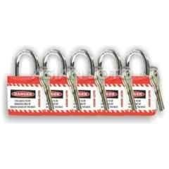 Asian Loto 5 Pcs Metal & Plastic Red Regular Shackle Jacket Padlock Set with 3 Keys, ALC-LPR