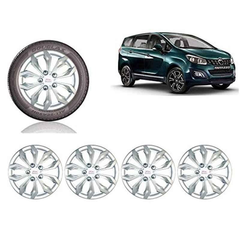 Auto Pearl 4 Pcs 15 inch ABS Silver Car Wheel Cover Set for Mahindra Mahindra Marazzo 2019