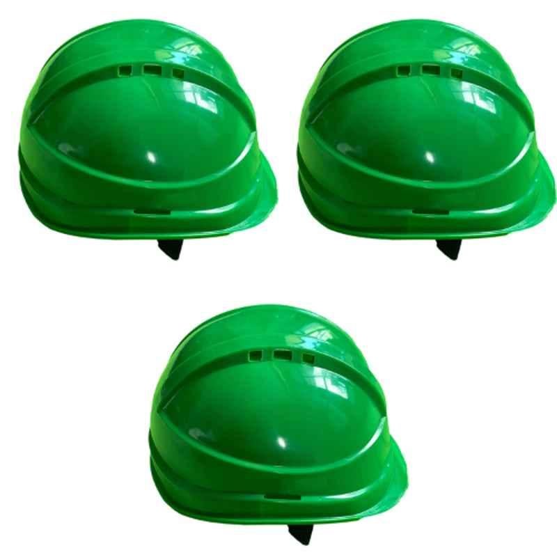 Ladwa ABS HDPE Green Heavy Duty Director Ratchet Safety Helmet, LSI-Helmet-GSH-P3, (Pack of 3)