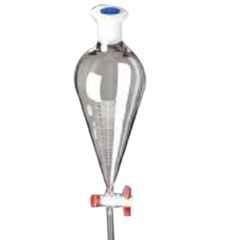 Glassco 500ml Boro 3.3 Glass Cylindrical Separating Funnel with Needle Valve Stopcock, 166.202.06A (Pack of 2)