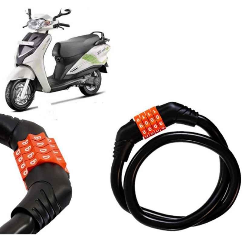 Auto Pearl Black & Orange 4 Digit Anti-Theft Combination Number Lock for Maestro Electric
