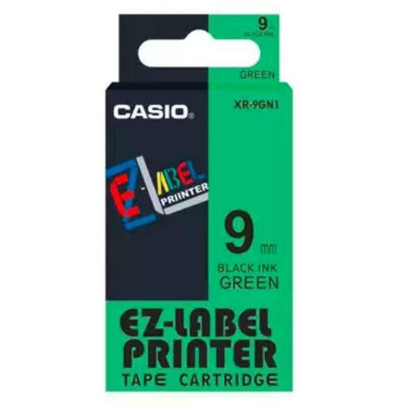 Casio XR-9GN1 9mm Label Printer Tape Cartridge, Length: 8 m