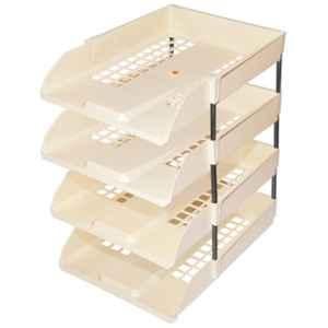 Omega 4 Compartment Plastic Biege Excel Office Tray, 1745PP