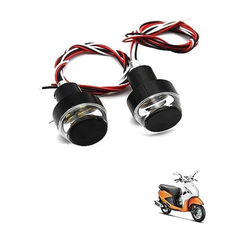 Kozdiko 2 Pcs Dual Colour Motorcycle LED Indicator Turn Signal Handle Bar Light Set for Hero Pleasure