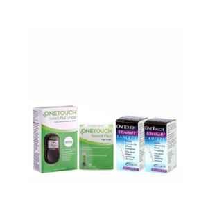 OneTouch Select Plus Diabetes Test Glucometer Kit with 50 Pcs Test Strips & 50 Pcs Ultra Soft Lancets