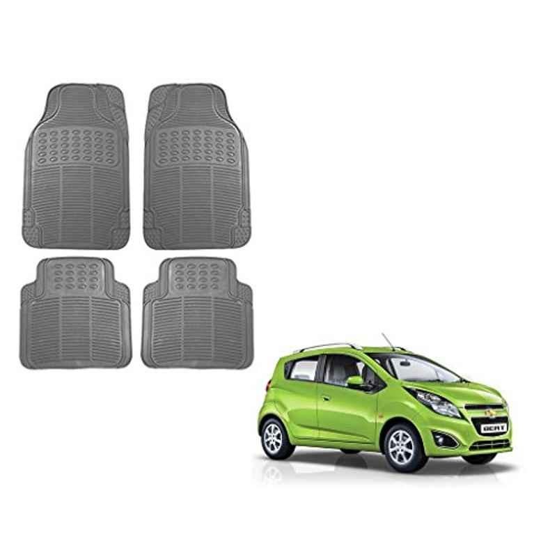 Kozdiko 4 Pcs Grey Rubber Car Mat Set for Chevrolet Beat