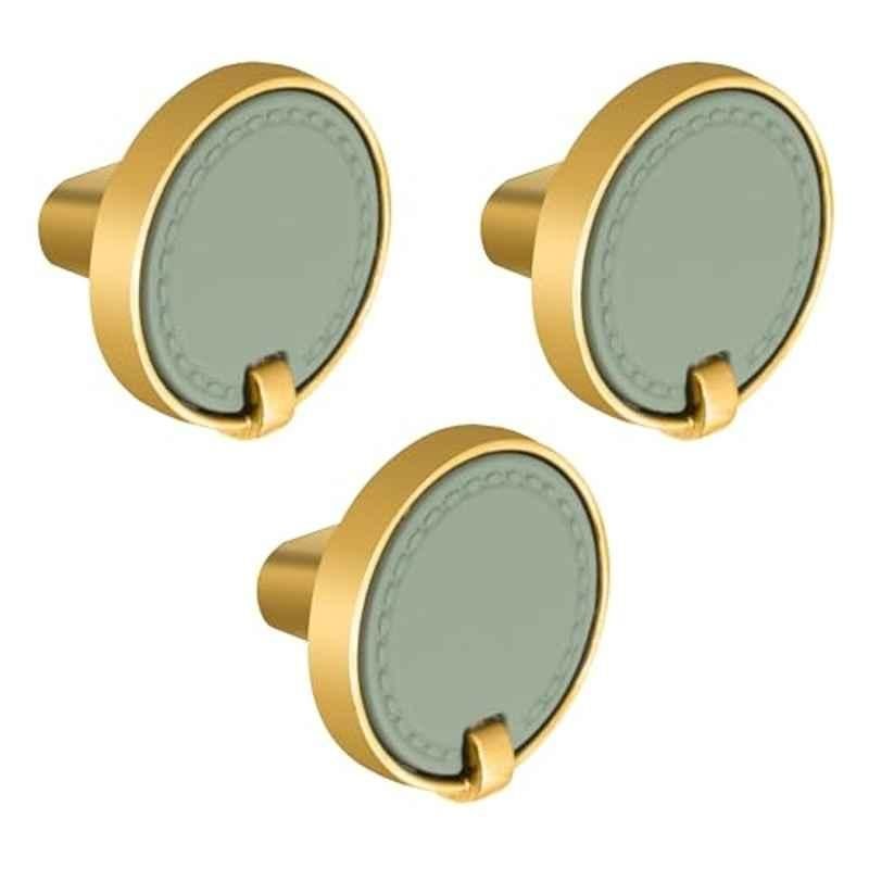 Plantex Knobs for Drawers/Drawer Knobs/Round Knob for Cabinets/Pull-Push Knob for Kitchen/Bedroom/Drawer (Pack of 3) Gold & Green