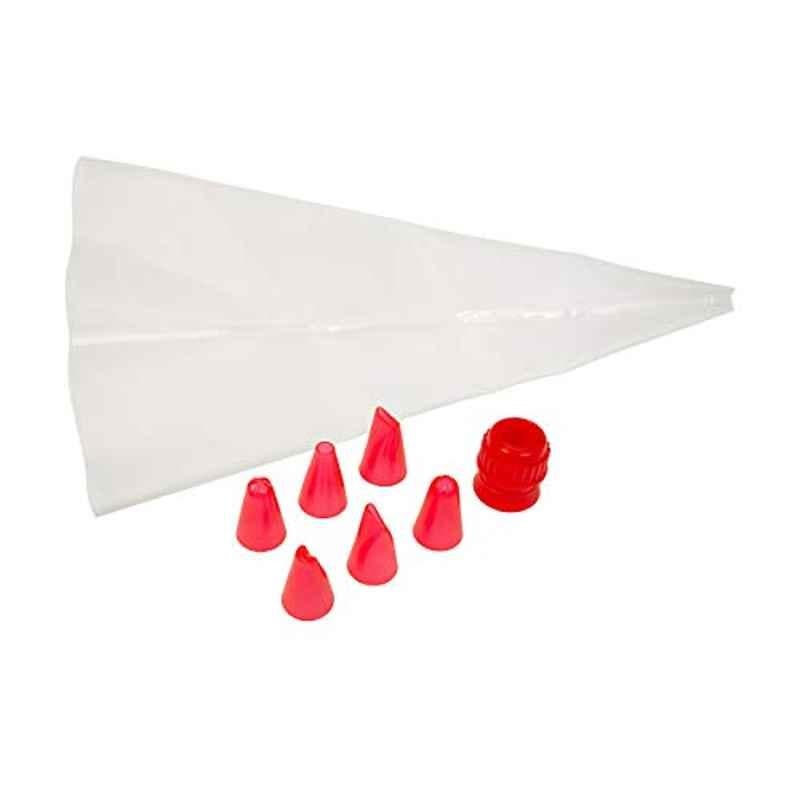 Fat Daddios 8 Pcs 6.5x2.2x2.2 inch Acrylic White Pastry Bag & Tip Set, SPSET-008