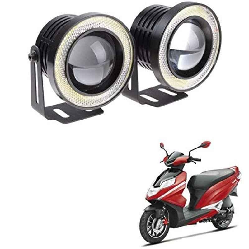 Kozdiko 2 Pcs 15W 3.5 inch High Power White LED Projector COB Fog Light Set with White Angel Eye Ring for Hero Dare, koz_88422