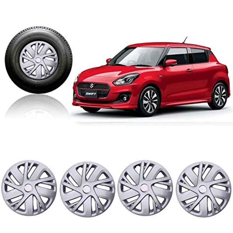 Auto Pearl 4 Pcs 14 inch Silver Perfect Fit Wheel Cover Set for Maruti Suzuki Swift 2018