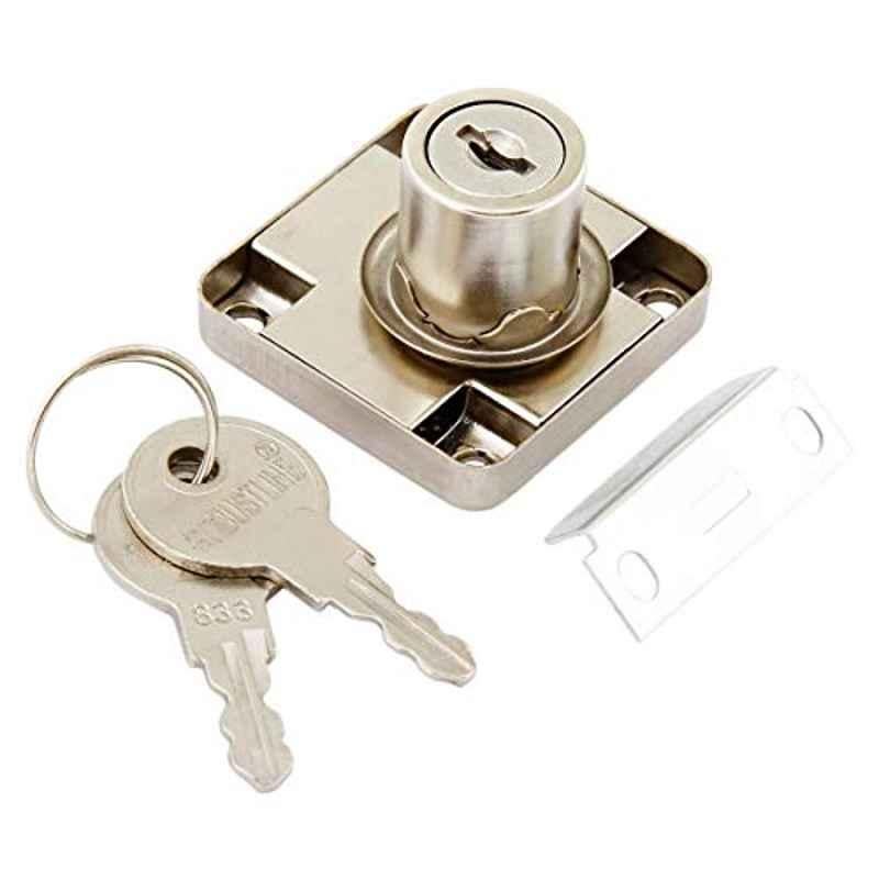 Robustline Drawer Lock Single Turn Normal Key, Chrome Plated, 22 mm