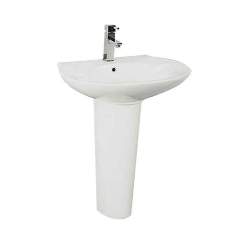 Milano 820x675mm White & Silver Wash Basin with Pedestal, KN-418