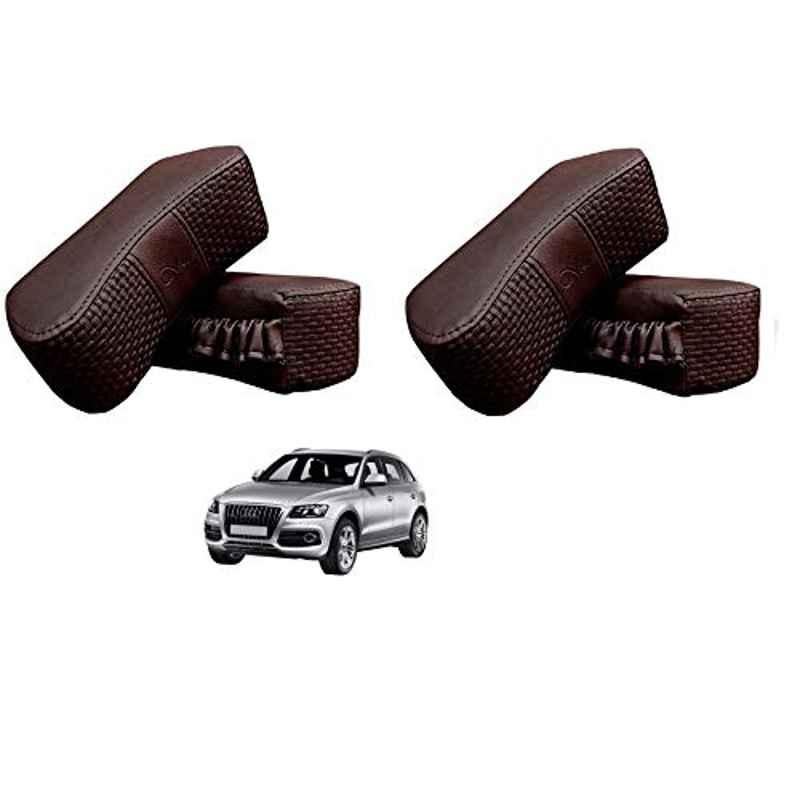 Kozdiko 4 Pcs CV Designer Cola Leatherite Neck Rest Car Cushion Pillow Set for Audi Q5