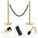 Ladwa 2 Pcs Stainless Steel Queue Manager Pillar Set with Velvet Rope, LSI-QPG-BLRP2