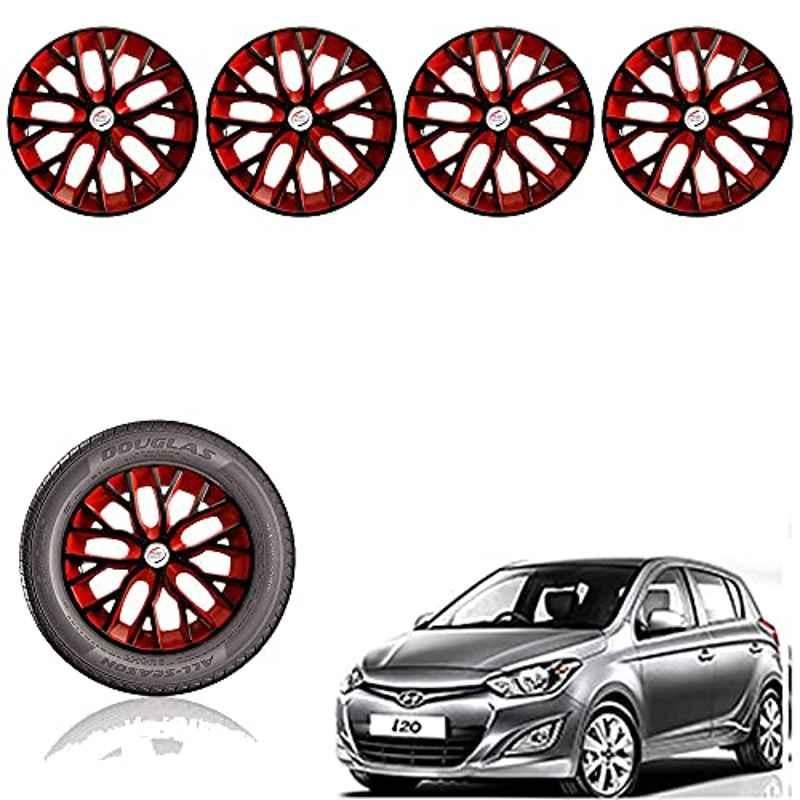 Auto Pearl 14 inch ABS Black & Red Car Hub Cap Wheel Cover for I20 Type 2