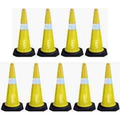 Ladwa 9 Pcs 750mm PVC Impact Resistant Yellow Road Traffic Safety Cone with 9m Chain & 9 Hooks Set