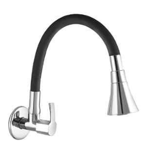10X Brass Wall Mount Chrome Plated Black Sink Tap, SF-90551
