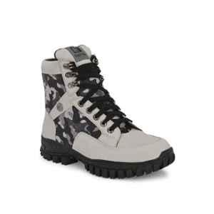 Eego Italy WW-127 Leather Steel Toe Grey Military Outdoor Boots, Size: 8