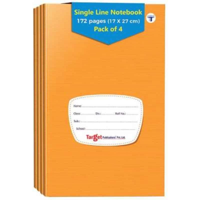 Target Publications Regular 172 Pages Brown Ruled Single Line Notebook (Pack of 4)