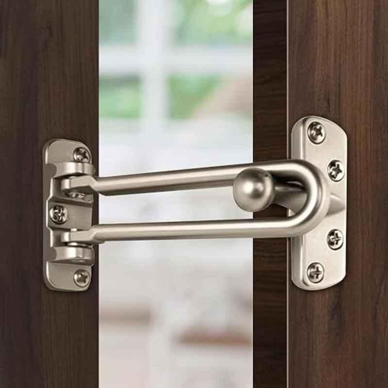 Plantex Matte Finish Swing Bar Lock for Hinged Swing-in Doors/Door Latch/Door Safety Guard with High Security Auxiliary Lock for Home, Office & Hotel (Pack of 2)