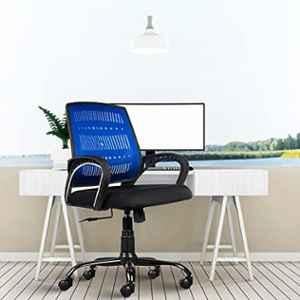 Rose Blazia Mesh Blue & Black Medium Back Ergonomic Chair