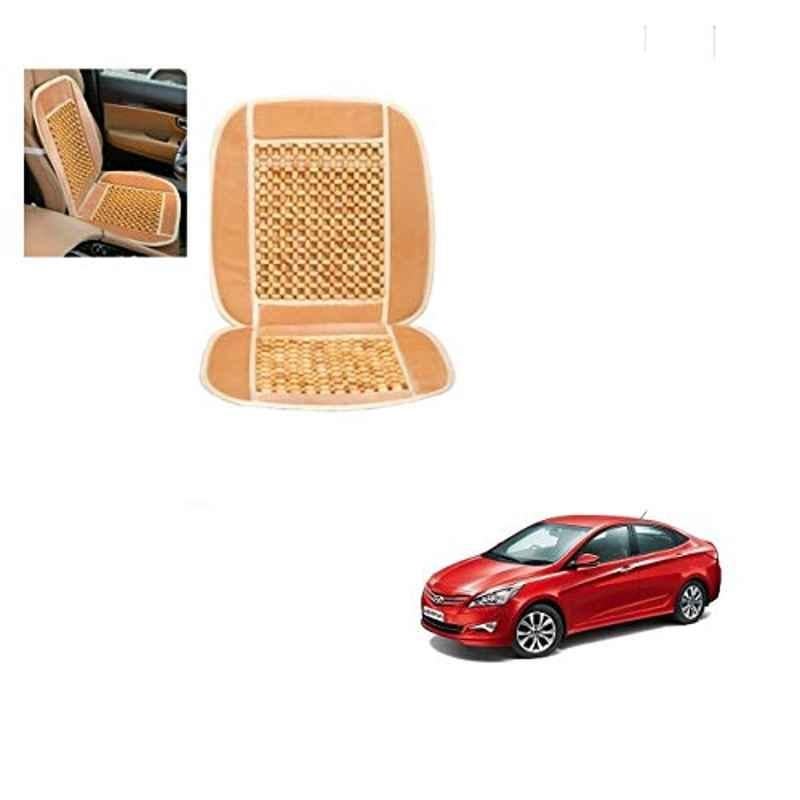 Kozdiko Wooden Bead Seat with Beige Velvet Border for Hyundai Fluidic Verna 4s