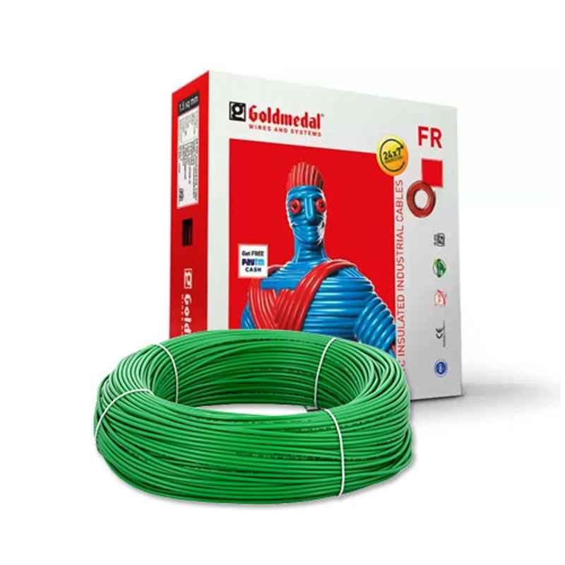 Goldmedal 0.75 Sqmm 90m Green Flexible FR PVC Wire, 06101GREN