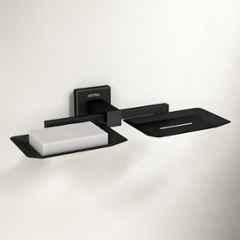 Plantex Stainless Steel Double Soap Holder for Bathroom/Soap Case/Dual Soap Dish/Bathroom Accessories Aqua Black