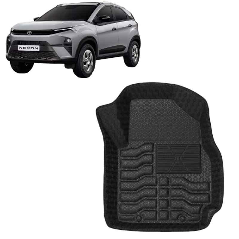 Kingsway 3 Pcs Premium 4.5D 100% Waterproof Tray Shape PVC Black Car Floor Mat Set for Tata Nexon Manual 2023 Onwards All Model