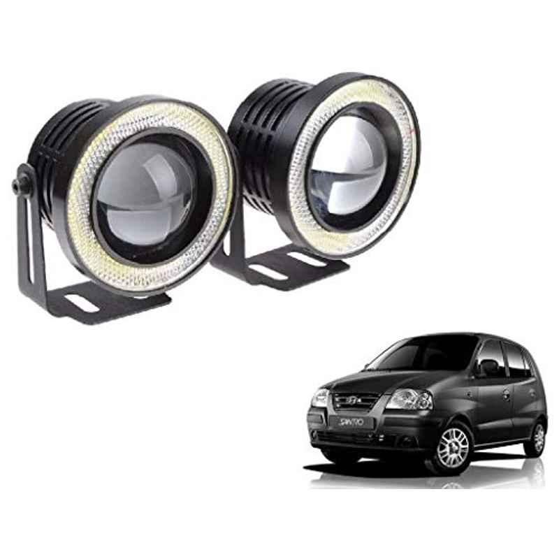 Kozdiko 2 Pcs 15W 3.5 inch High Power White LED Projector COB Fog Light Set with White Angel Eye Ring for All Universal Car, koz_72531