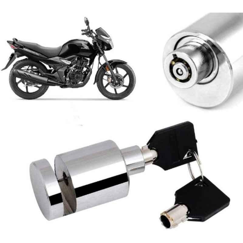 Auto Pearl Stainless Steel Silver Heavy Duty Anti Theft Motorcycle Disc Brake Lock, Lock-192