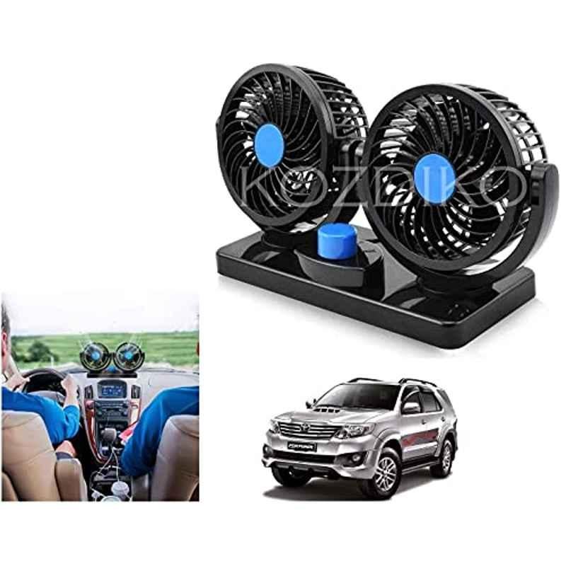 Kozdiko 12V Copper Black Dual Head Rotatable Electric Car Dashboard Fan with 360 Degree for Toyota Old Fortuner