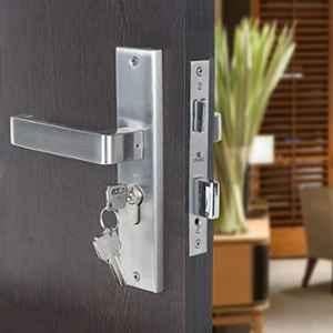 Voltizi 8 inch Stainless Steel Matt Finish Cylindrical Plate Both Side Key Mortise Door Lock Handle Set with 3 Computer Keys, Lumbretta-BSK