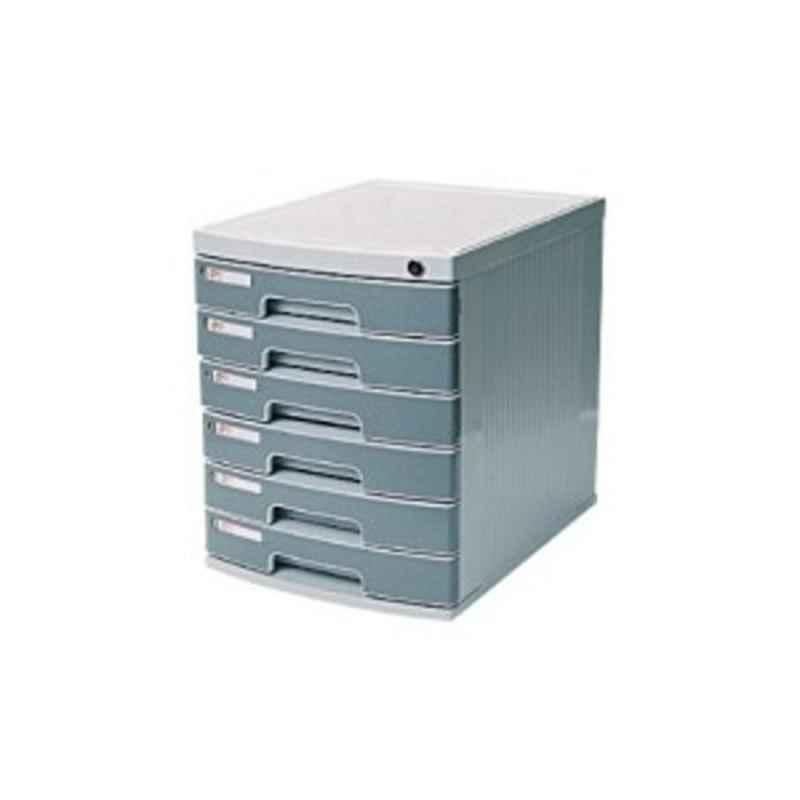 Deli 6 Drawer Grey Plastic Cabinet with Lock in Front