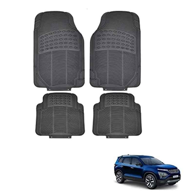 Kozdiko 4 Pcs Rubber Black Car Simple Floor Mat Set for Tata Safari (2021-Present)