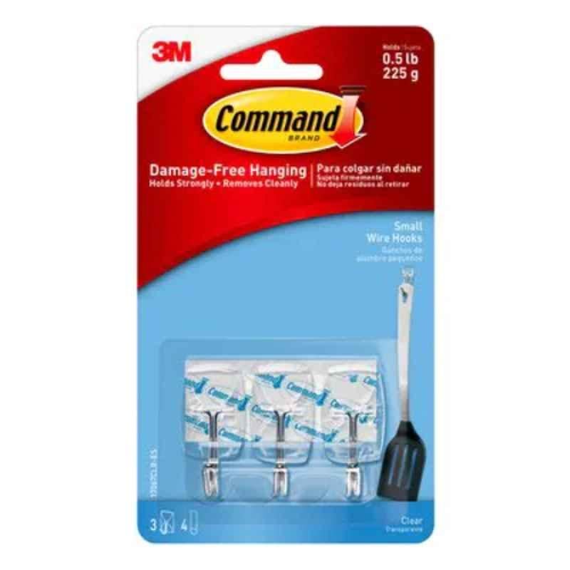 3M Command Small Clear Wire Hooks with Strips, 17067CLR-ES