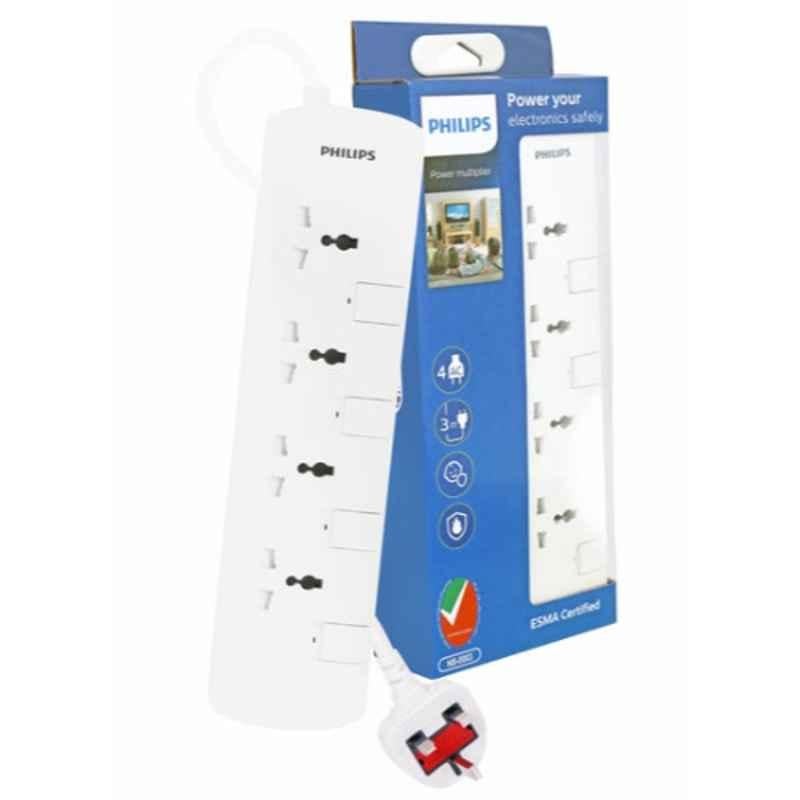 Philips 4 Way Extension Socket with Individual Switch, SPN3140WB/56