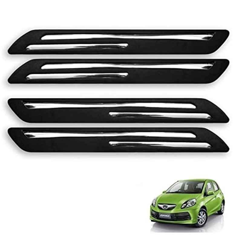 Kozdiko 4 Pcs Rubber Black Double Chrome Strips Car Bumper Protector Guard Set for Honda Brio